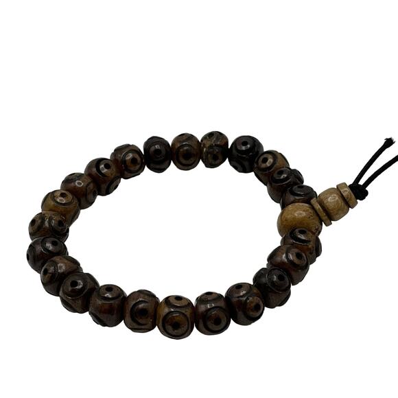 Yak and Yeti Wood Bead Bracelet - Picture 1 of 6